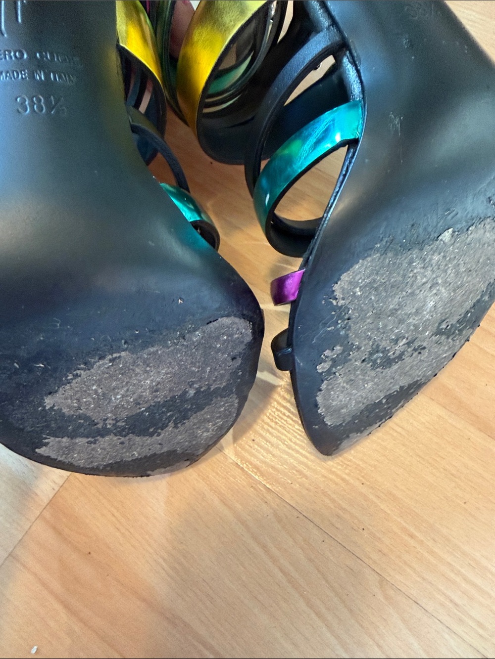 Giuseppe Zanotti Iridescent Multi-Color Strappy High Heels - Picture 5 of 11